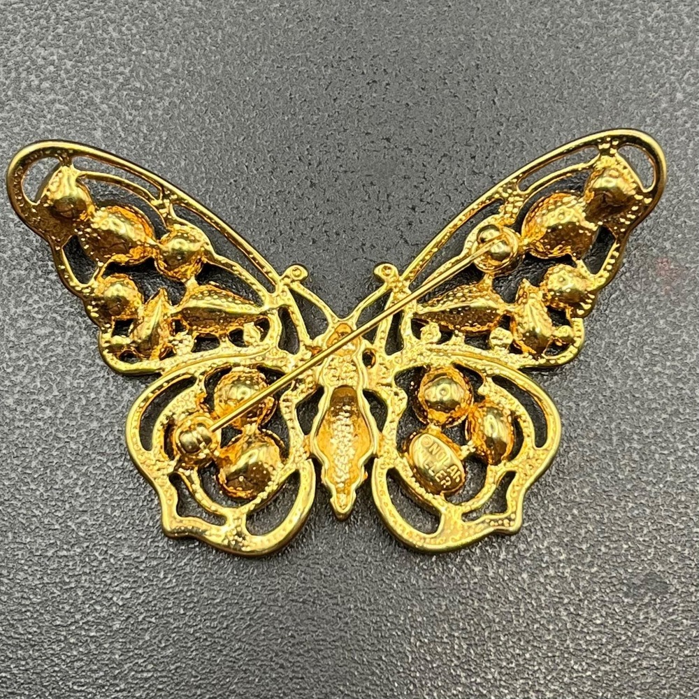 Nolan Miller Pastel Rhinestone Butterfly Brooch - Picture 10 of 14